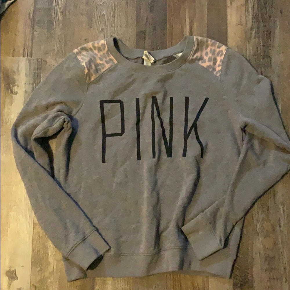 Gray pink Victoria’s Secret sweatshirt leopard